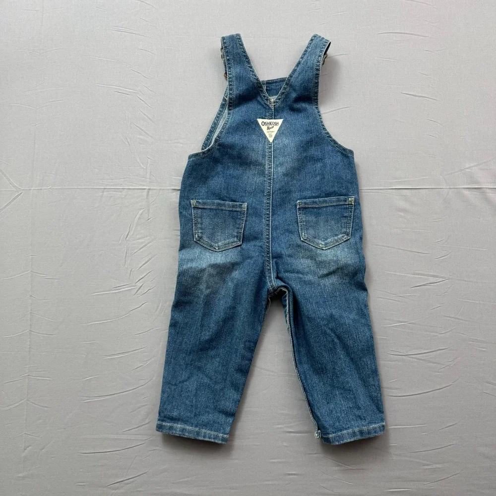 OshKosh Bgosh Baby‎ Girls Denim Heart Pocket Overalls Blue 18M